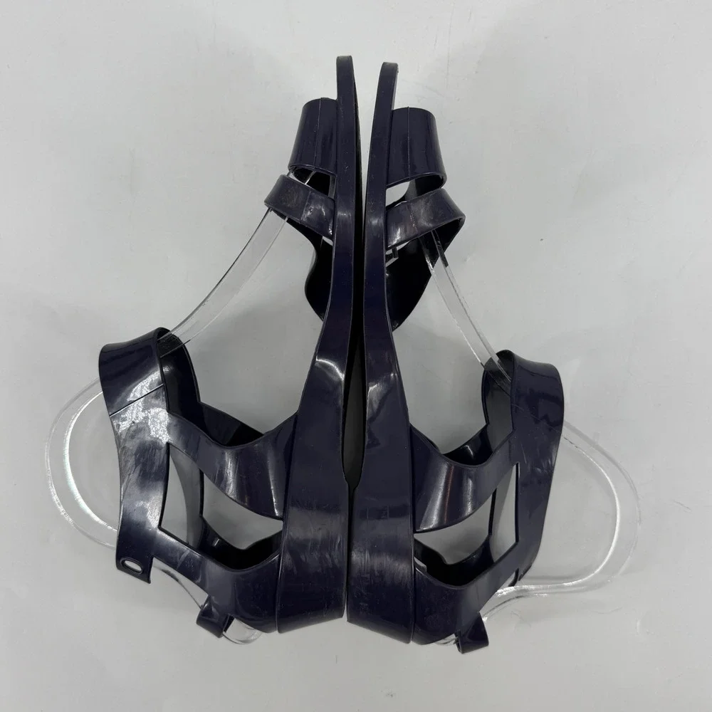 See By Chloe Navy Blue Jelly Wedge Sandals Made in Italy Size 40 Womens